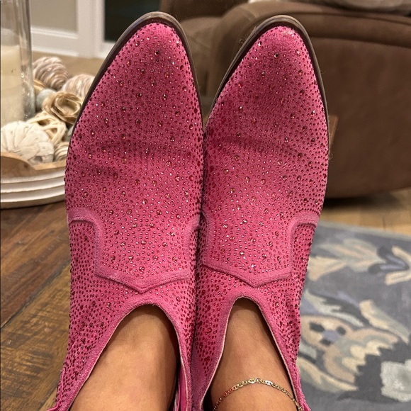 Pierre Dumas Fuchsia Rhinestone Ankle Boots - Picture 7 of 7